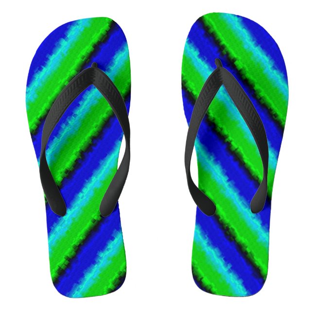 Green Blue abstrakt 3D Regenbogenmuster Flip Flops (Fußbett)