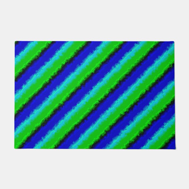 Green Blue abstrakt 3D Regenbogenmuster Fußmatte (Vorderseite)