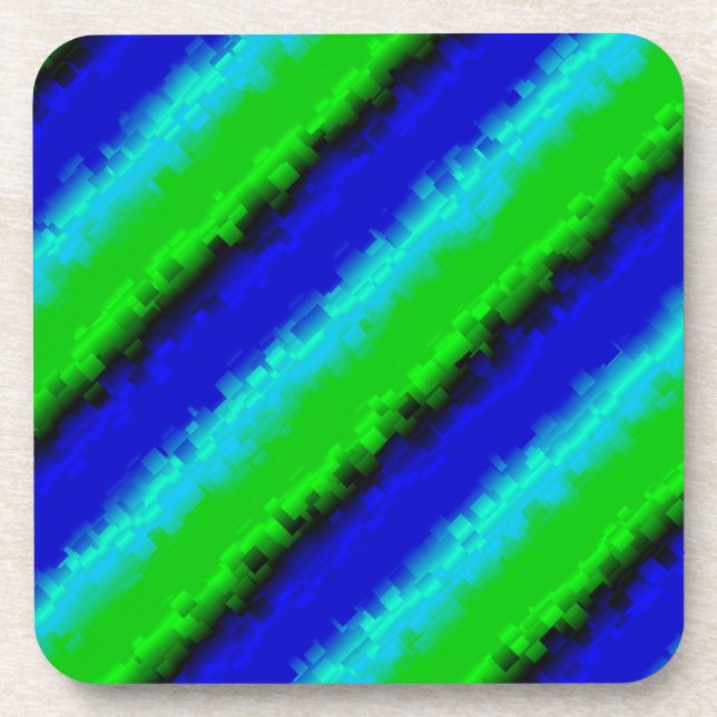 Green Blue abstrakt 3D Regenbogenmuster Getränkeuntersetzer (Vorderseite)