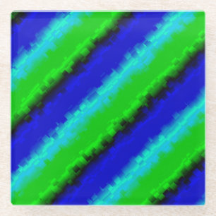 Green Blue abstrakt 3D Regenbogenmuster Glasuntersetzer
