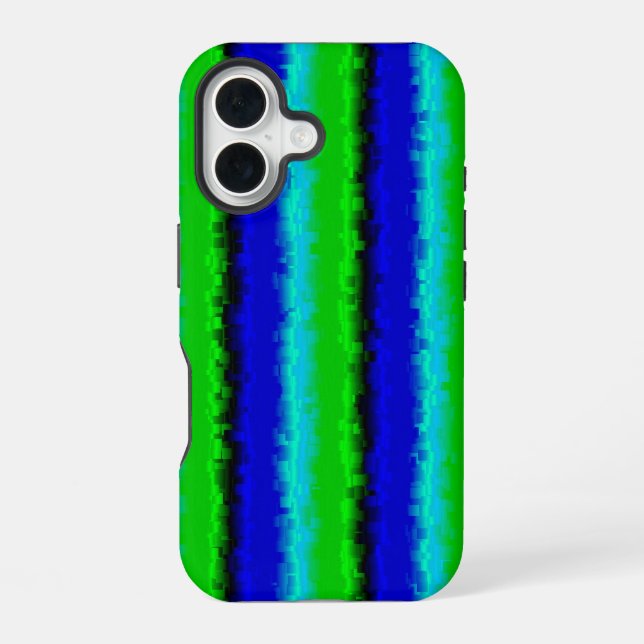 Green Blue abstrakt 3D Regenbogenmuster iPhone 16 Hülle (Rückseite)