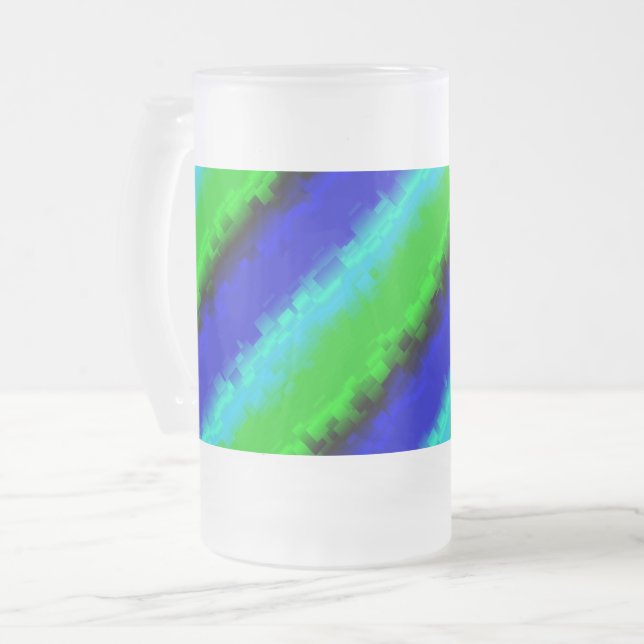 Green Blue abstrakt 3D Regenbogenmuster Mattglas Bierglas (Vorderseite Links)