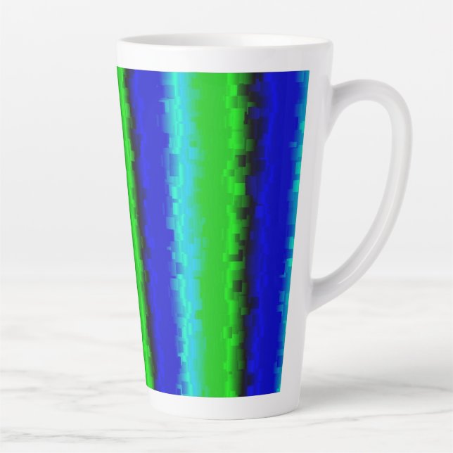 Green Blue abstrakt 3D Regenbogenmuster Milchtasse (Rechts)
