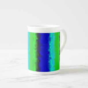 Green Blue abstrakt 3D Regenbogenmuster Prozellantasse