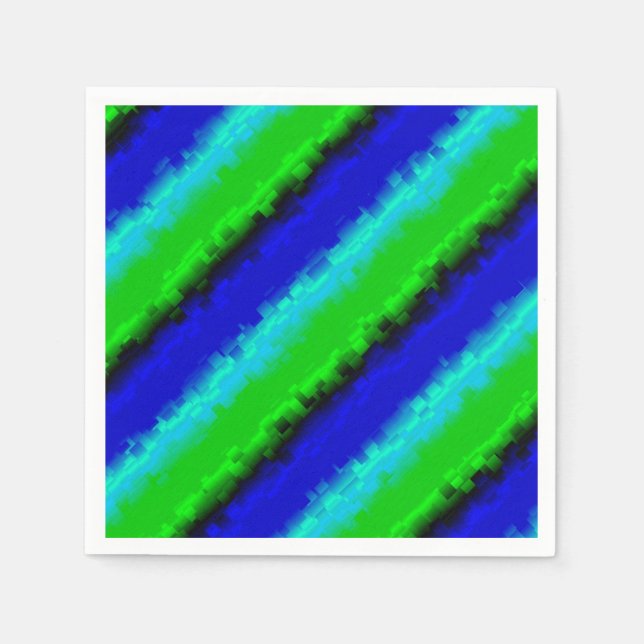 Green Blue abstrakt 3D Regenbogenmuster Serviette (Vorderseite)