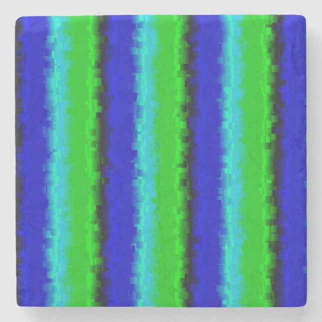 Green Blue abstrakt 3D Regenbogenmuster Steinuntersetzer (Vorderseite)