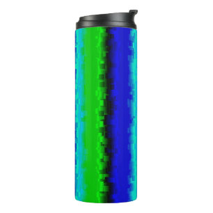 Green Blue abstrakt 3D Regenbogenmuster Thermosbecher