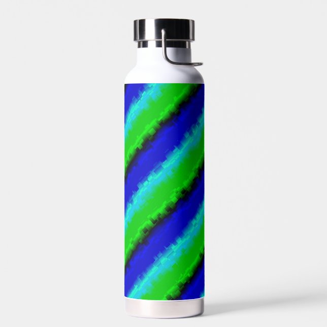 Green Blue abstrakt 3D Regenbogenmuster Trinkflasche (Links)