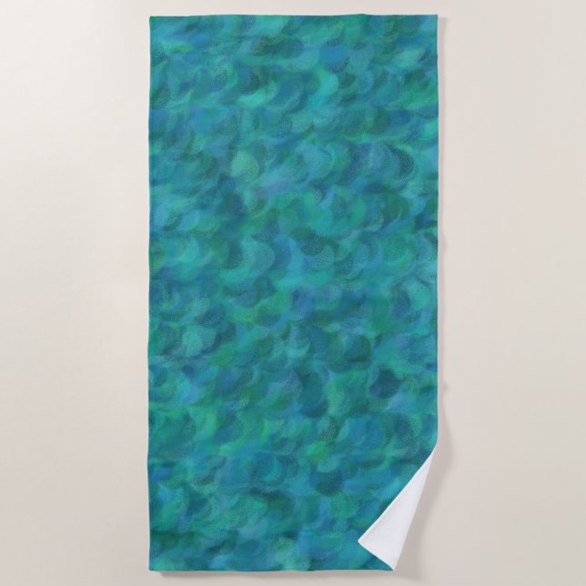 Green Blue Abstrakt Seamless Muster Strandtuch (Vorderseite)