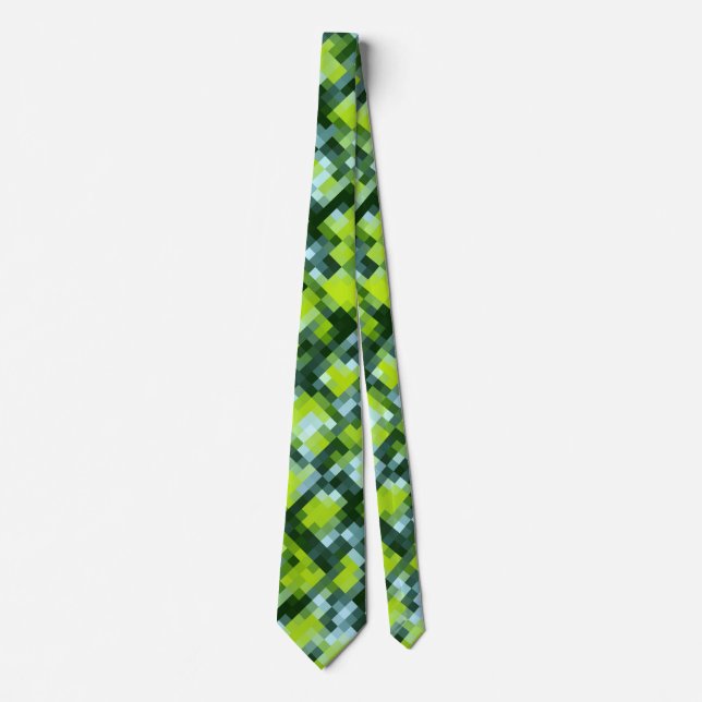 Green Blue Aquamarin Mosaik Muster Krawatte (Vorderseite)