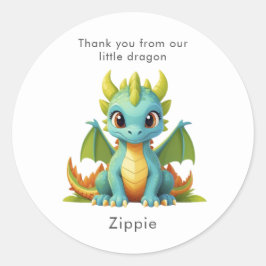 Green Blue Baby Dragon Personalisiert Danke Runder Aufkleber