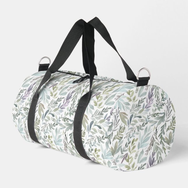 Green Blue Botanical Watercolor Duffle Bag (Linke Seite)