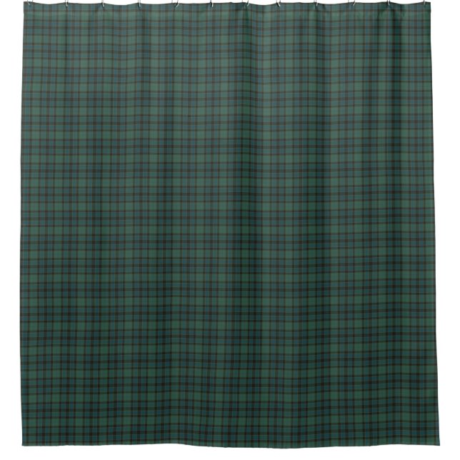 Green Blue Burgundy Tartan Plaid Shower Curtain Duschvorhang (Vorderseite)