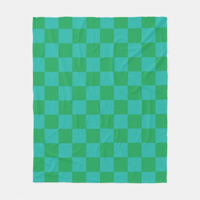 Green Blue Checkered Gingham Pattern Fleecedecke (Vorderseite)
