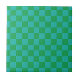 Green Blue Checkered Gingham Pattern Fliese