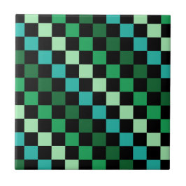 Green Blue Checkered Gingham Pattern Fliese