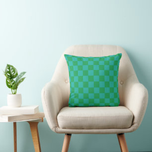 Green Blue Checkered Gingham Pattern Kissen
