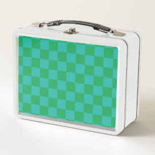 Green Blue Checkered Gingham Pattern Metall Brotdose