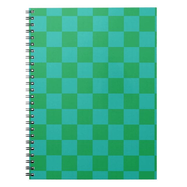Green Blue Checkered Gingham Pattern Notizblock (Vorderseite)