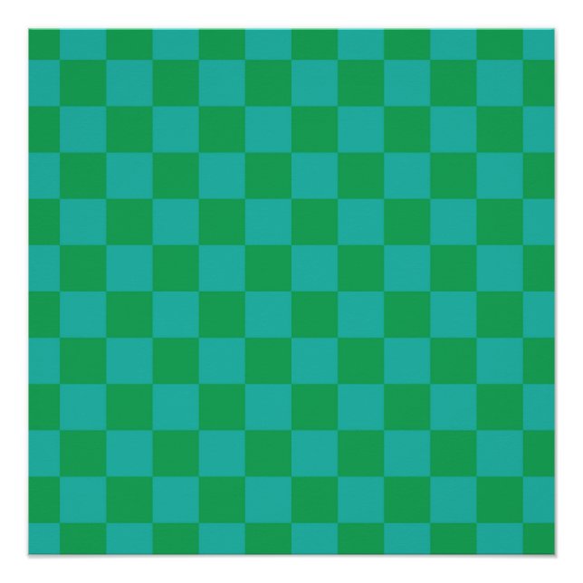 Green Blue Checkered Gingham Pattern Poster (Vorderseite)