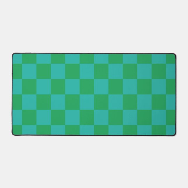 Green Blue Checkered Gingham Pattern Schreibtischunterlage (Vorderseite)