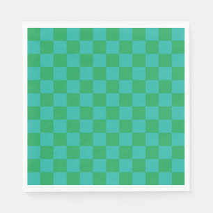 Green Blue Checkered Gingham Pattern Serviette