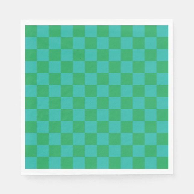 Green Blue Checkered Gingham Pattern Serviette (Vorderseite)