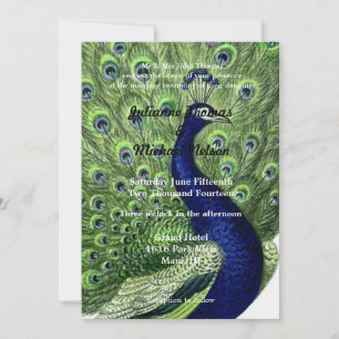 Green Blue Chic Peacock Wedding Einladung