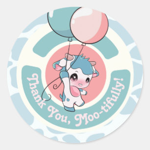 Green Blue Cow Muster Vielen Dank für den Rundaufk Runder Aufkleber