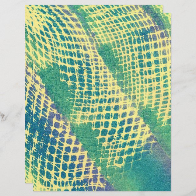 Green Blue Diamond Muster Yellow Scrapbook Paper (Vorne/Hinten)