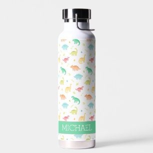 Green Blue Dinosaur Pattern Individuelle Name Trinkflasche