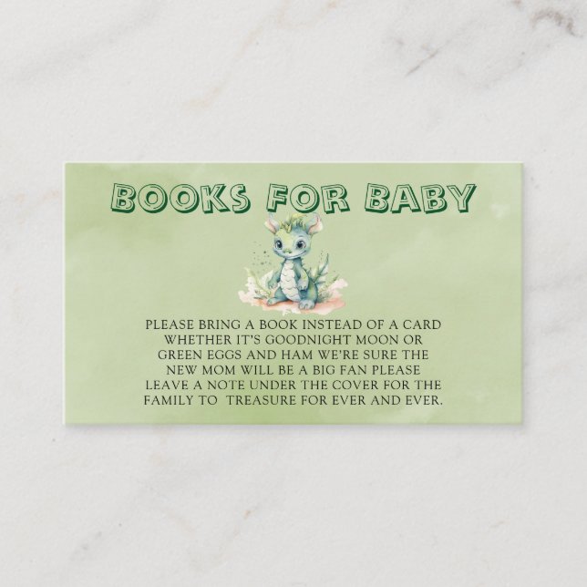 Green Blue Dragon Watercolor Books for Baby Begleitkarte (Vorderseite)