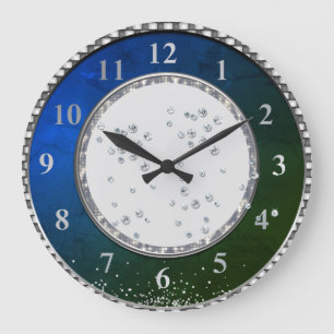Green Blue Emerald Frohe Weihnachten Große Wanduhr