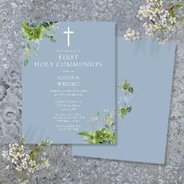 Green Blue First Holy Communion Einladung Postkarte