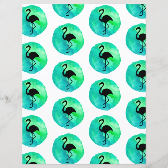 Green Blue Flamingo Muster Scrapbook Paper (Vorderseite)