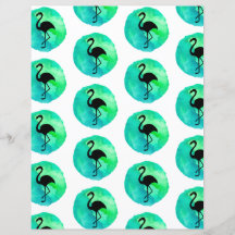 Green Blue Flamingo Muster Scrapbook Paper