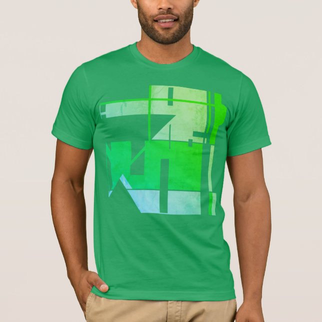 Green Blue Geometric Abstrakt Südwest Art Look T-Shirt (Vorderseite)