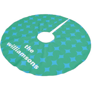 Green Blue Geometric Personalisiert Name Mitte des Polyester Weihnachtsbaumdecke