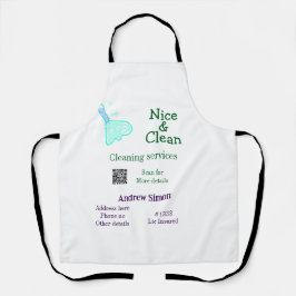 Green blue gitter clean mop add name address q r b schürze