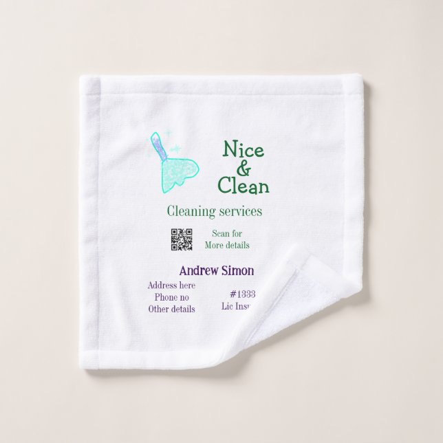 Green blue gitter clean mop add name address q r b waschlappen (Waschlappen)