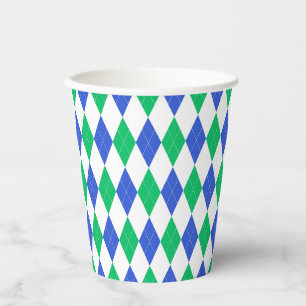 Green & Blue Golf Raute Muster Pappbecher