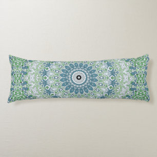 Green Blue Gray Coastal Mandala Kaleidoscope Seitenschläferkissen