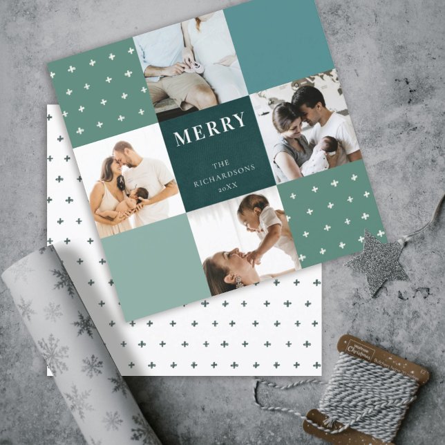 Green Blue Kariert 4 Foto Cross Frohe Weihnachten (Von Creator hochgeladen)