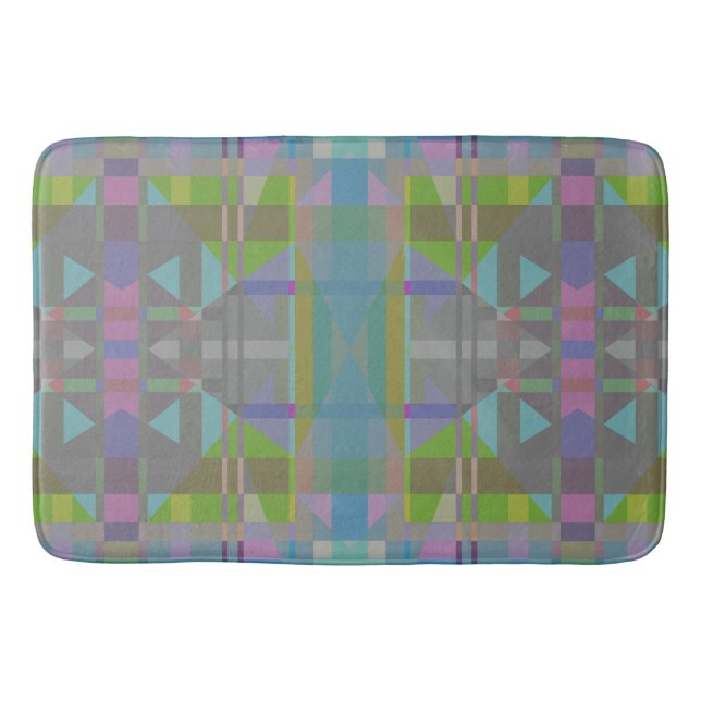 Green Blue Lila Geometric Badematte (Vorderseite)
