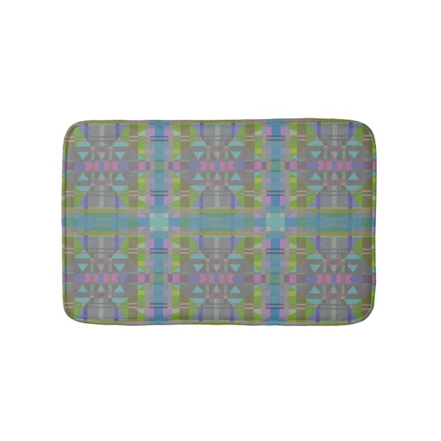 Green Blue Lila Geometric Badematte (Vorderseite)