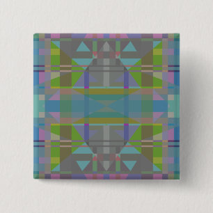 Green Blue Lila Geometric Button