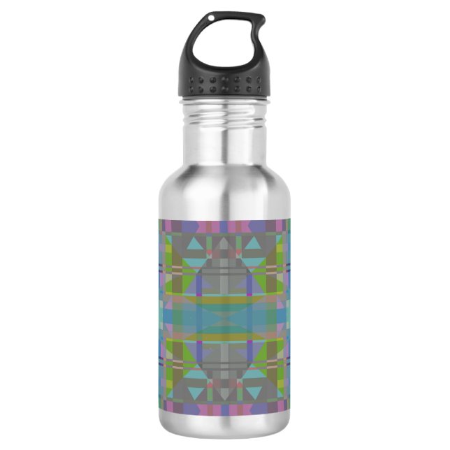 Green Blue Lila Geometric Edelstahlflasche (Vorderseite)