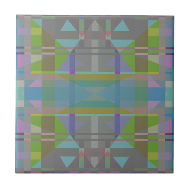 Green Blue Lila Geometric Fliese (Vorderseite)