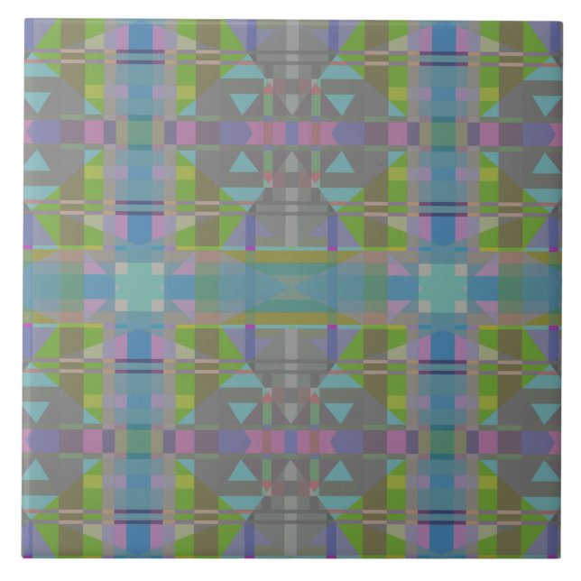 Green Blue Lila Geometric Fliese (Vorderseite)