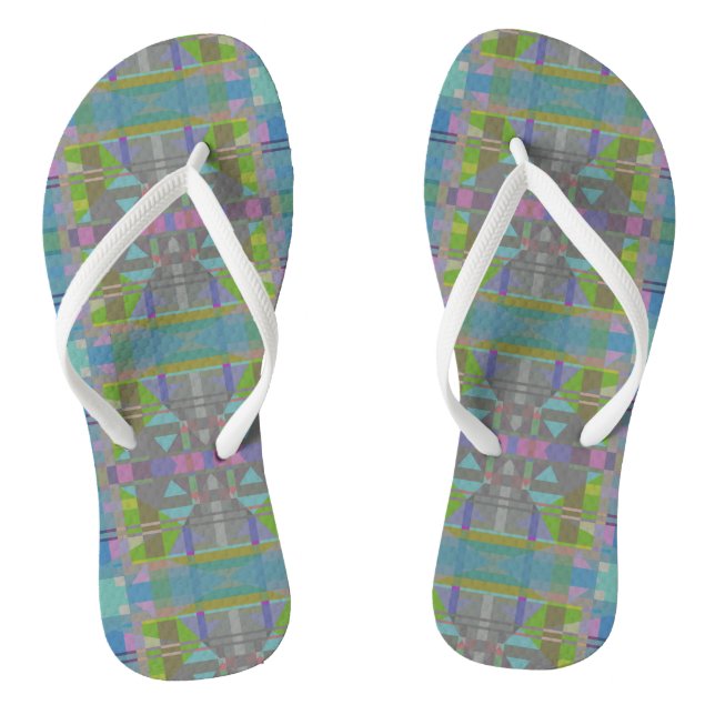 Green Blue Lila Geometric Flip Flops (Fußbett)